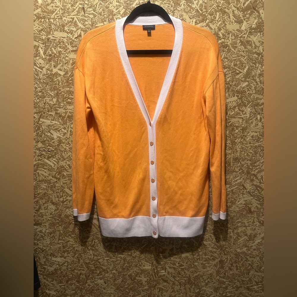 Orange Cardigan with‎ White Trim